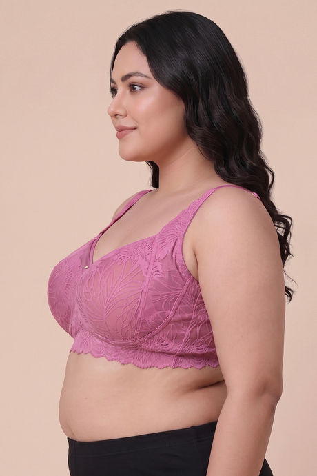 Zivame Enchanted True Curv Double Layered Non Wired Full Coverage Super Support Bra - Red Violet — image 3